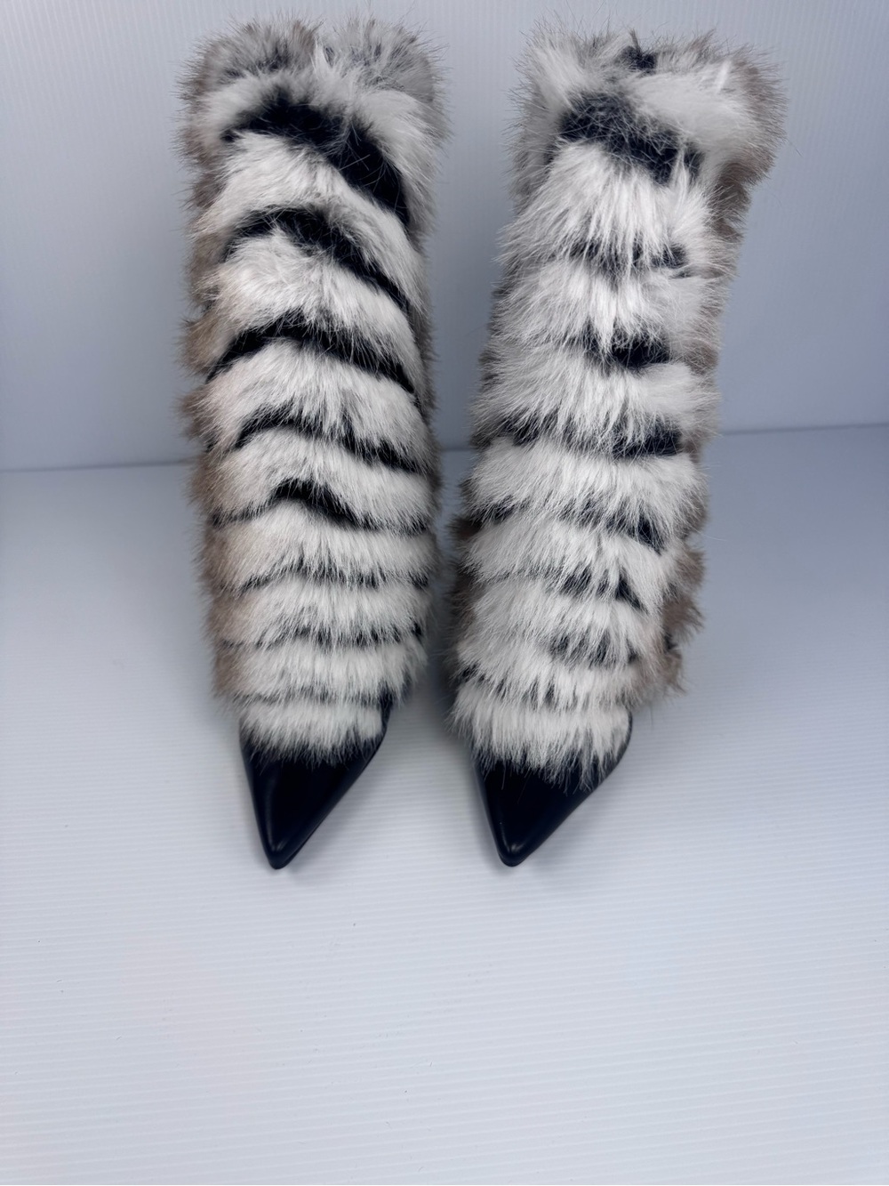 Azalea Wang Faux Fur Zebra Stripe Wedge Boots – Statement Boots (NIB) - Picture 2 of 5